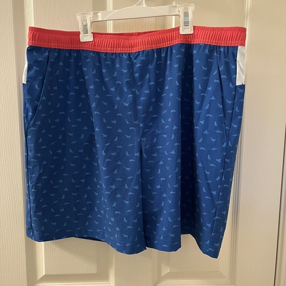 Chubbies Fighter Jets Planes Swim Trunks Board Shorts Red White Blue Men's 2XL